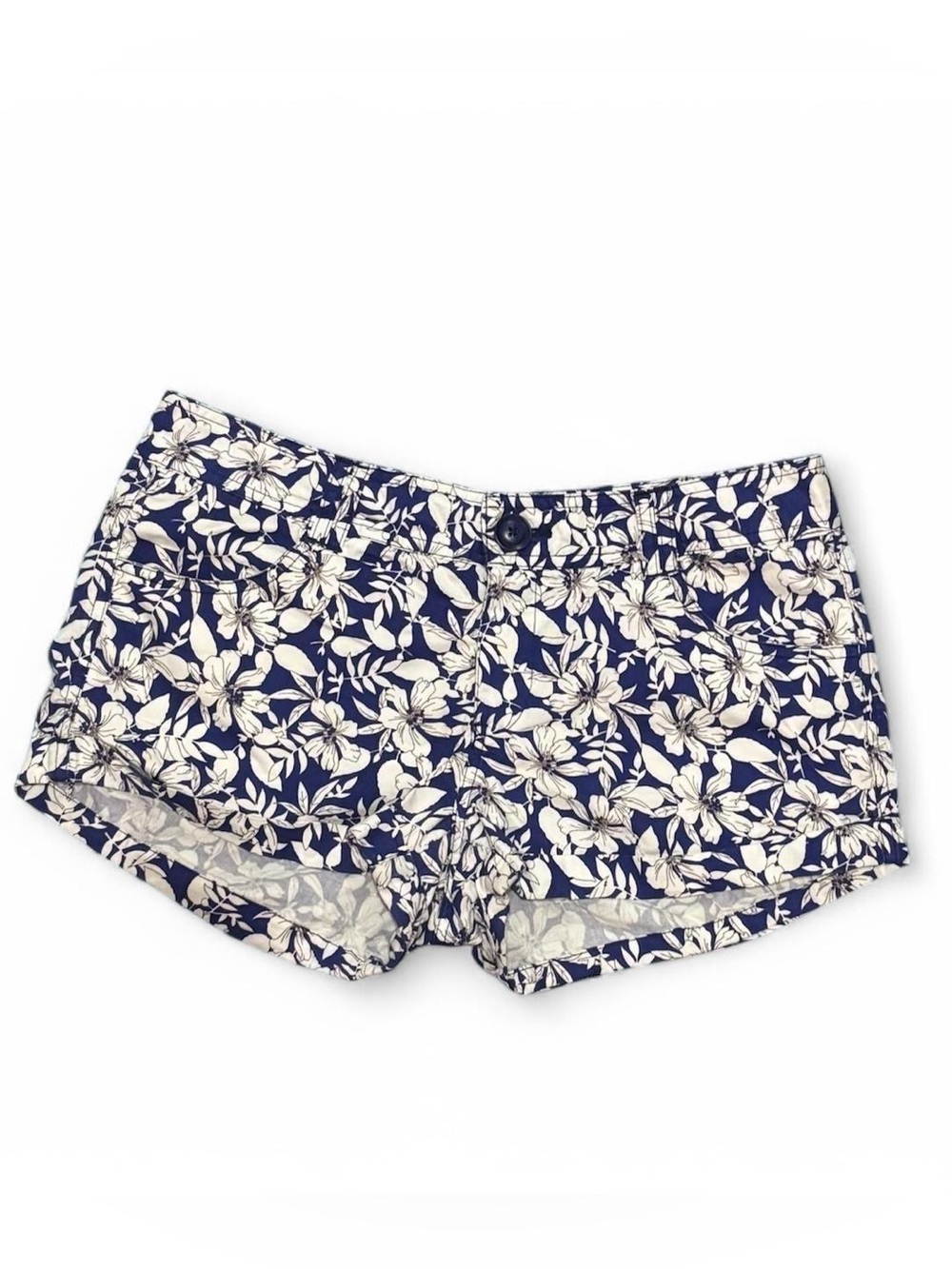 Vintage Y2k Blue and White Hawaiian Print Shorts